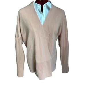 Sundance‎ Women’s Size Large 100% Cashmere Pink Faux Wrap Sweater